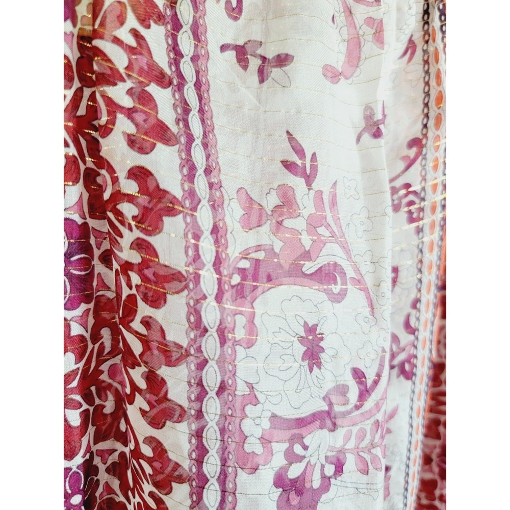 Maeve Anthropologie S Silk Paisley Metallic Stripe Blouse Orange Purple Small‎ - Picture 10 of 15